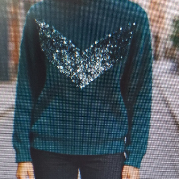 Nine West Sweaters - Nine West Green Sweater with Silver Sequins